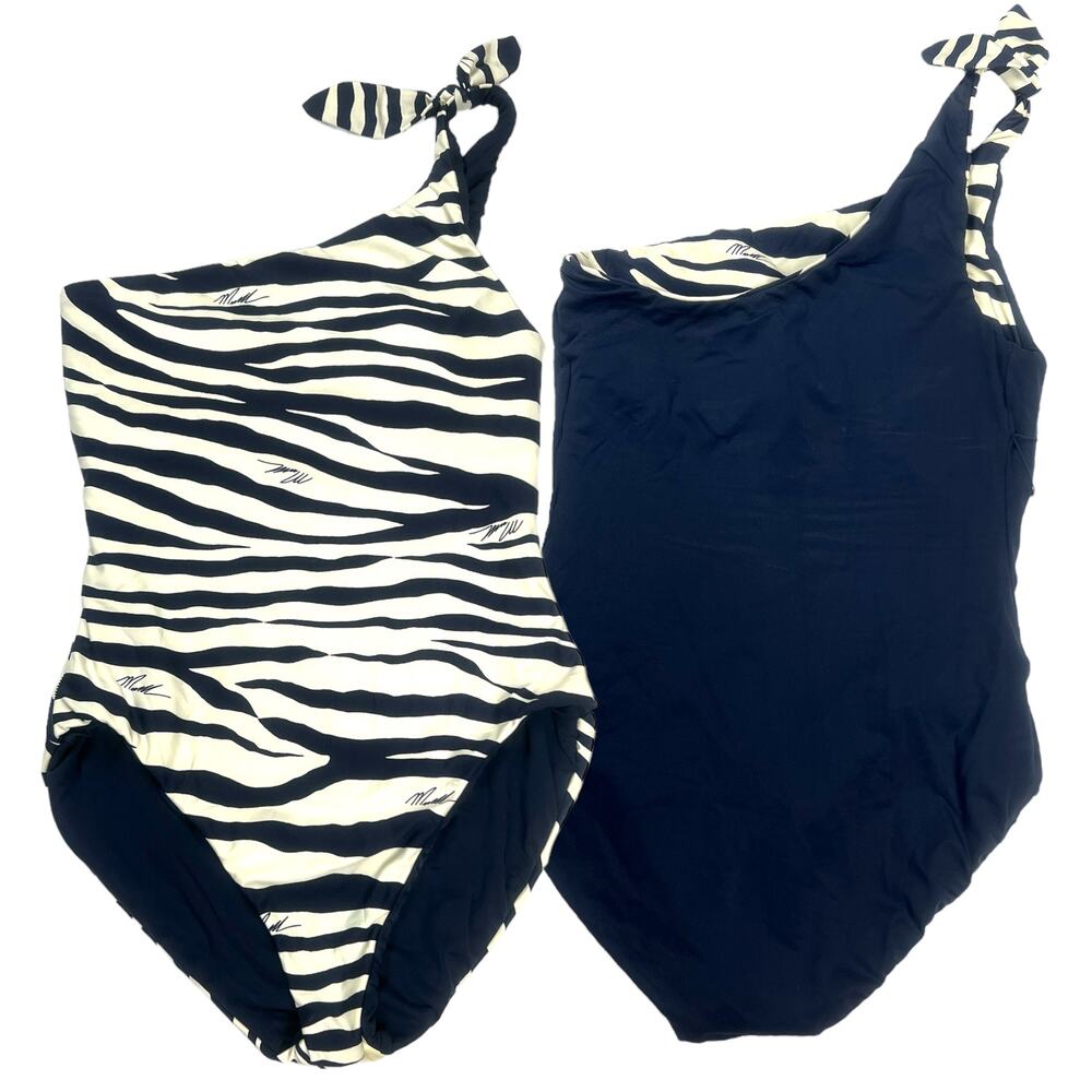 Michael Kors Reversible One-Piece Swimsuit One Shoulder Soft Cup‎ Bra Women's 8